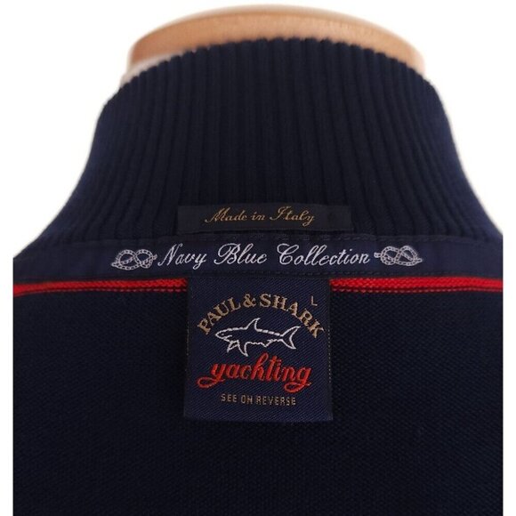 Paul & Shark Yachting Striped 1/2 Zip Sweater L Mens Navy Blue Collection $375 - Picture 10 of 15